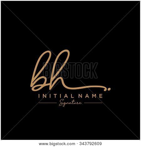 Letter Initial Bh Signature Logo Template Vector