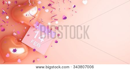 Happy Valentines Day, Valentines Day Background,  Calendar February 14 Date, Heart Shape Balloon, Co