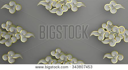 Happy Chinese New Year Background 2020, Year Of The Rat,  Gray And Gold Traditional China Cloud Pape