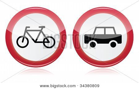 Auto a motorku ikony dopravní značky