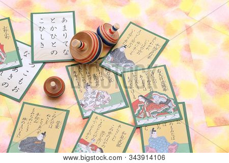 Kagawa, Japan - Jan 08, 2020 : A Photo Of Traditional Japanese Cards, Hyakunin Isshu Karuta Is A Cla
