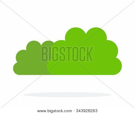 Bushes Vector Flat Material Design Isolated Object On White Background.