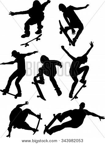 Vector Images Of People Riding A Skateboard.