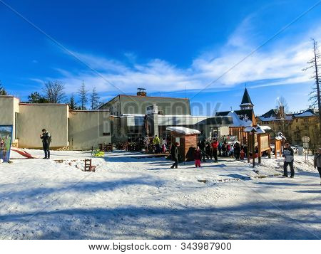 Stary Smokovec, Slovakia - January 01, 2020: Funicular Railway At High Tatras Mountains In Slovak Re
