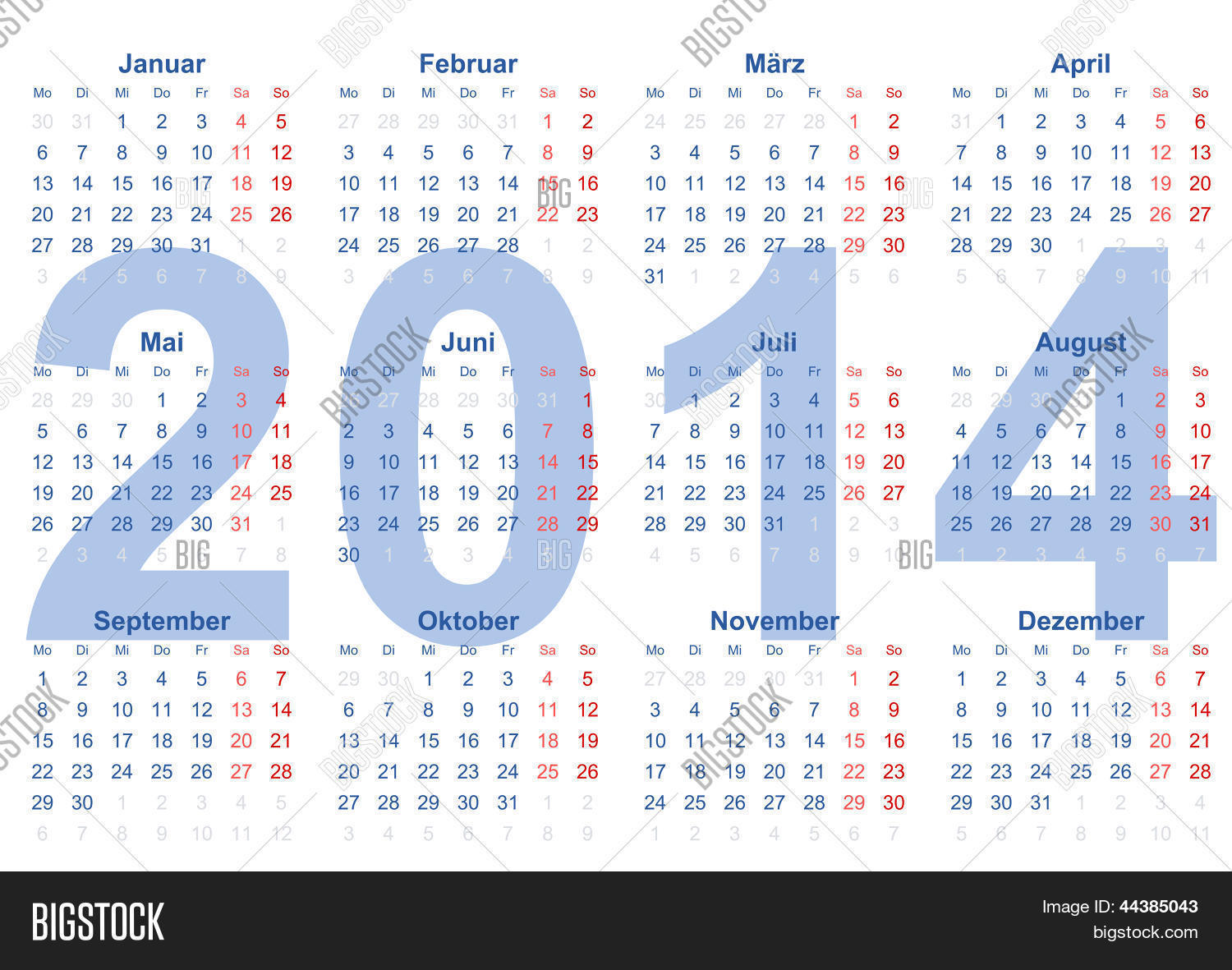 Calendar 2014 Vector & Photo (Free Trial) | Bigstock