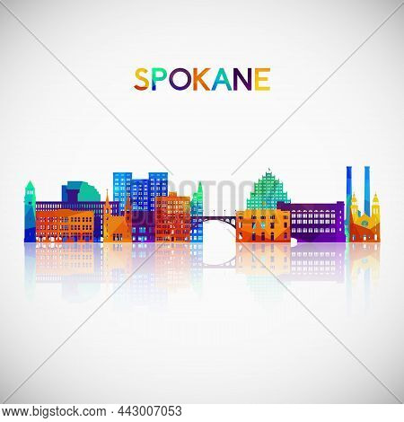 Spokane, Wa Skyline Silhouette In Colorful Geometric Style. Symbol For Your Design. Vector Illustrat