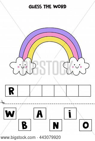 Spell The Word. Vector Illustration Of Cute Rainbow. Spelling Game For Kids.