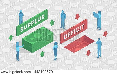 Surplus Vs Deficit Flat Vector Illustration, Is Less Than What Is Required