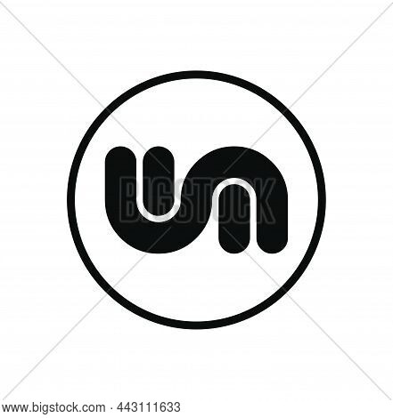 Wm Letters In Black Round. Wm Company Name Initial Monogram.