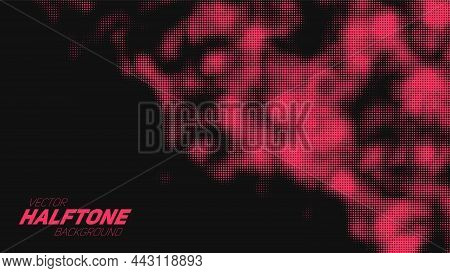 Abstract Vector Torn Red Halftone Background. Scrathed Dotted Texture Element.