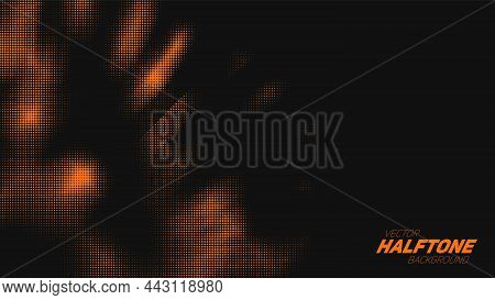 Abstract Vector Torn Orange Halftone Background. Scrathed Dotted Texture Element.