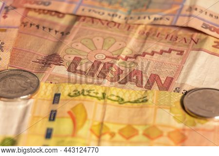 A Composition Of Lebanese Lira Ll. Lebanese Pound Lbp Banknotes And Coins Providing Great Options To