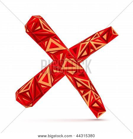 Vector aislada de triángulos rojos Resumen Cruz marca