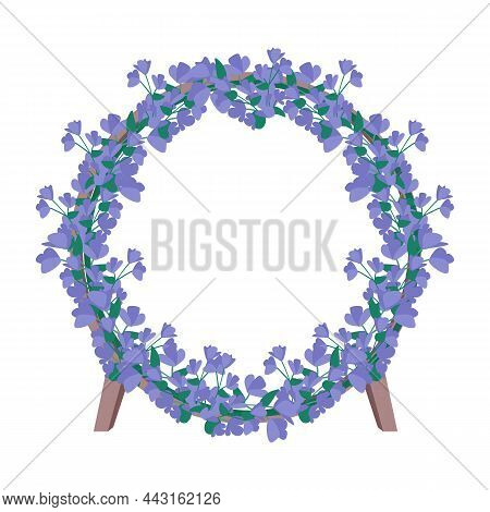 Floral Blue Ornamental Gate Semi Flat Color Vector Object. Realistic Item On White. Decoration For C