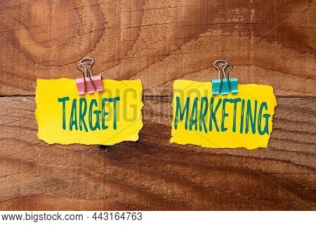 Text Showing Inspiration Target Marketing. Business Idea Audience Goal Chosen Clients Customers Adve
