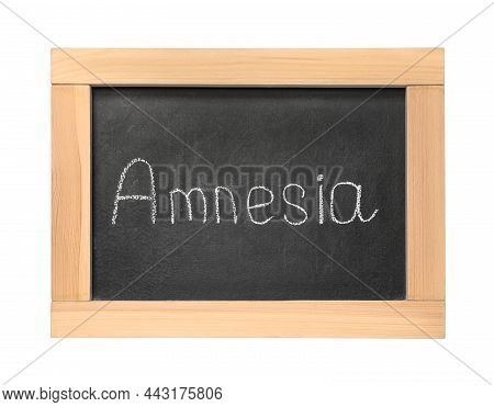 Blackboard With Word Amnesia Isolated On White, Top View