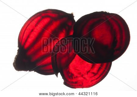 sliced raw beet in water.. Close up