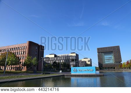 Essen, Germany - September 20, 2020: Thyssenkrupp Company Headquarters In Essen, Germany. Thyssenkru