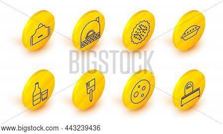 Set Line Scales, Cookie Or Biscuit With Chocolate, Kitchen Brush, Glass Bottle Milk And Glass, Homem