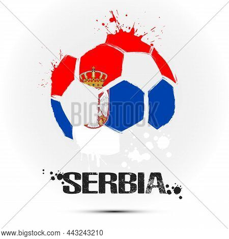 Soccer Ball With Serbia National Flag Colors