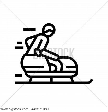 Bobsled Handicapped Athlete Line Icon Vector. Bobsled Handicapped Athlete Sign. Isolated Contour Sym
