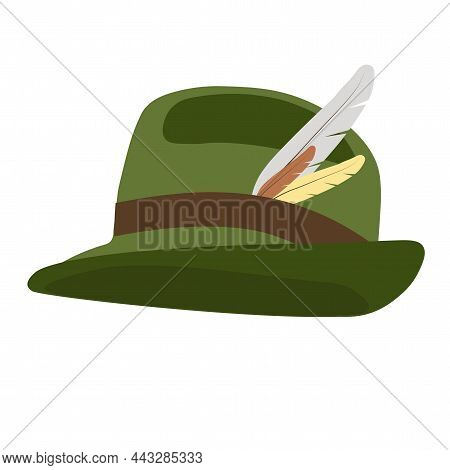 Tyrolean Hat Vector Stock Illustration. A Headdress Worn In Parts Of Austria, Germany, Italy And Swi