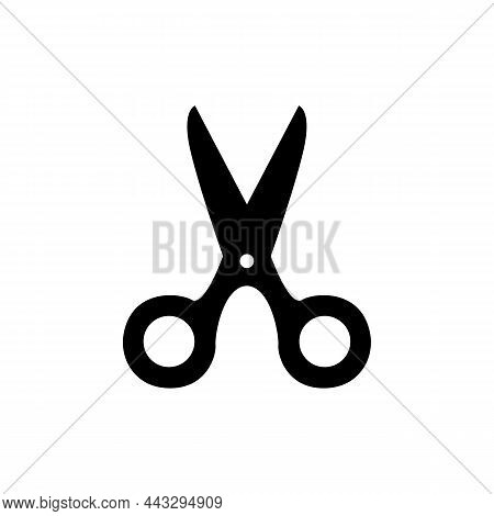 Black Scissors Icon On White Background. Vector Illustration