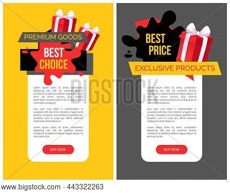 Sellout And Special Shop Offer, Price Off Vector Web Site Templates. Presents Decorated With Tape An
