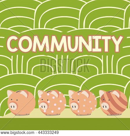 Text Sign Showing Community. Business Showcase Group Of Showing With A Common Characteristics Living