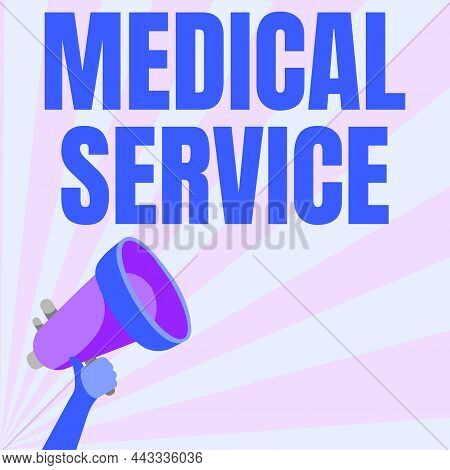 Conceptual Display Medical Service. Word Written On Treat Illnesses And Injuries That Require Medica