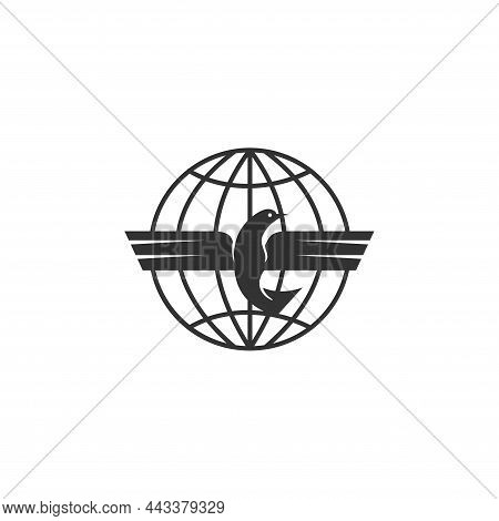 Dove Pigeon Flaying World Icon Template Isolated