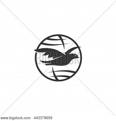 Dove Pigeon Flaying World Icon Template Isolated