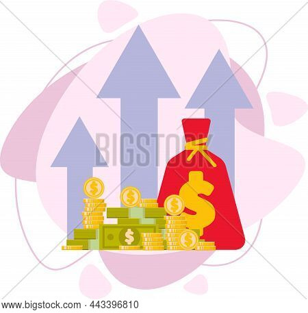 Profit Growth. Increase In Income. Wealth. Flat Vector Illustration.