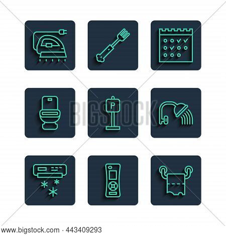 Set Line Air Conditioner, Remote Control, Toilet Paper Roll, Hotel Booking Calendar, Parking, Bowl, 