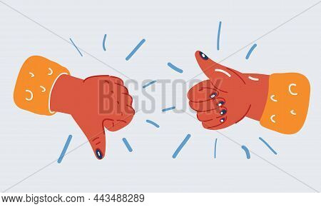 Vector Illustration Of Hands Showing Humbs Up And Thumbs Down
