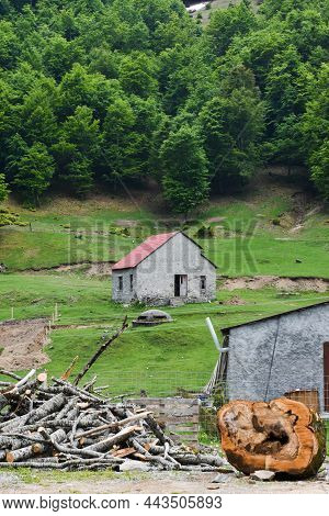 Village Scene In The Vermosh Valley, In Albania.