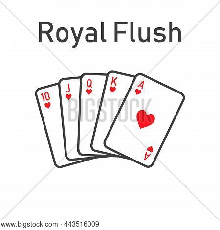Royal Flush Poker Combonation From Ten To Ace Suit Vector