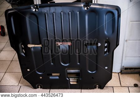 View Of New Car Engine Crankcase And Gearbox Protection