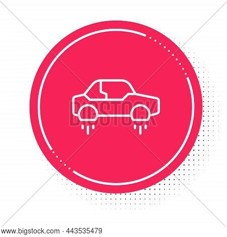 White Line Fantastic Flying Car Icon Isolated On White Background. Hover Car Future Technology Futur