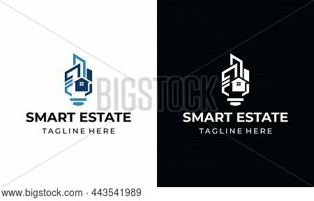 Building Logo With Bulb Lamp Concept. Inspiration Logo For Construction Premium Vecto