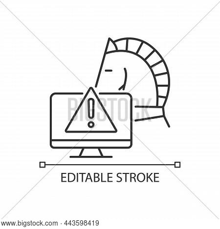 Backdoor Trojan Linear Icon. Malicious Remote Access To Computer. Thin Line Customizable Illustratio