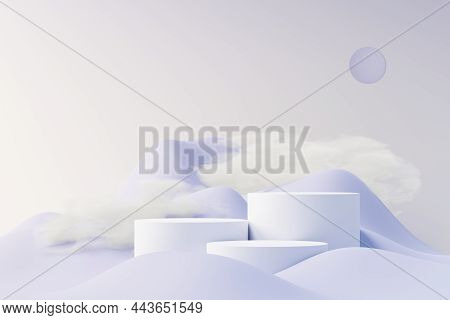 3d Render Of Beauty Podium With Very Peri Color Of The Year 2022 Design For Product Presentation And