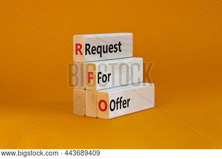 Rfo Request For Offer Symbol. Concept Words Rfo Request For Offer On Blocks On A Beautiful Orange Ta