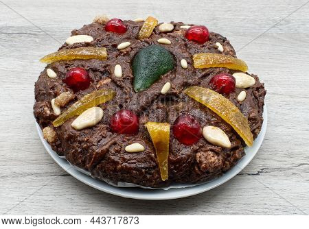 Homemade Italian Certosino, Traditional Christmas Dessert Of Bologna. Certosino Is Made Of Five Chin