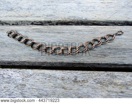 Double Curb Link Chain Bracelet With Lobster Claw Clasp