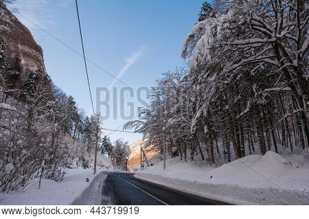 The Snowy Mid-december Landscape Near Erto In Pordenone Province, Friuli-venezia Giulia, North East 