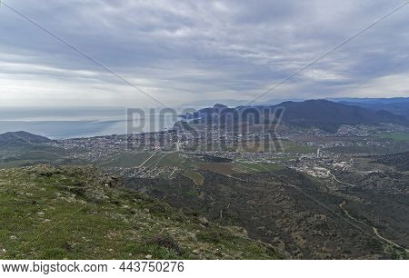 Panorama Of The Sudak Valley And The Resort Town Of Sudak From The Top Of Mount Ai-georgiy. Crimea. 