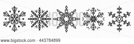 Snowflakes Doodle Hand Drawn For Christmas Design.