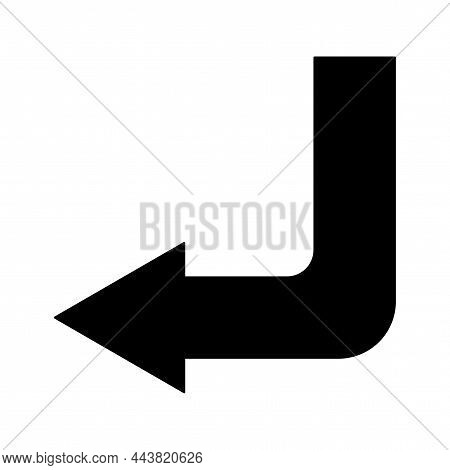 Corner Down Left Arrow. Soft Angular Sign. Isolated App Element. Navigation Background. Vector Illus