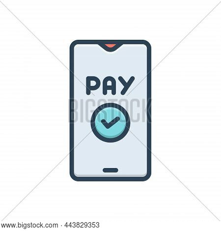 Color Illustration Icon For Pay Digital Emolument Mobile-banking Online Payment Mobile-payment